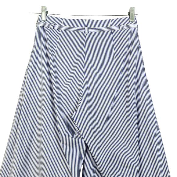 J Crew Womens Cuffed Cropped Wide Leg Pants Size 0 Blue White Pin Stripe G3174 - Picture 6 of 15